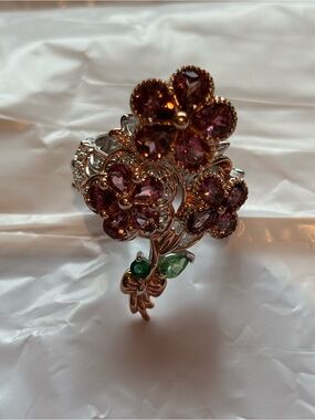 Purple Flower Cluster Cocktail Ring by Michael Valetutti